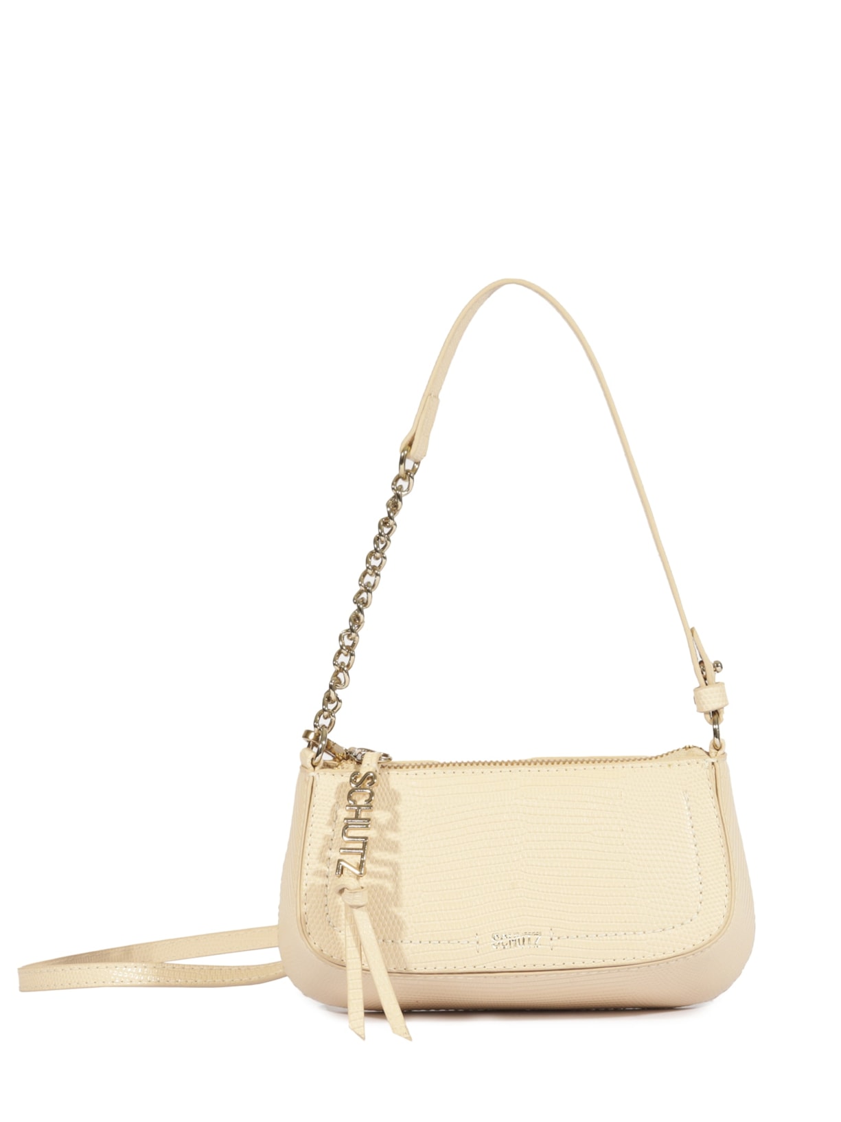 Bolsa Feminina Tiracolo Pequena Tina Couro Amêndoa Off White Schutz