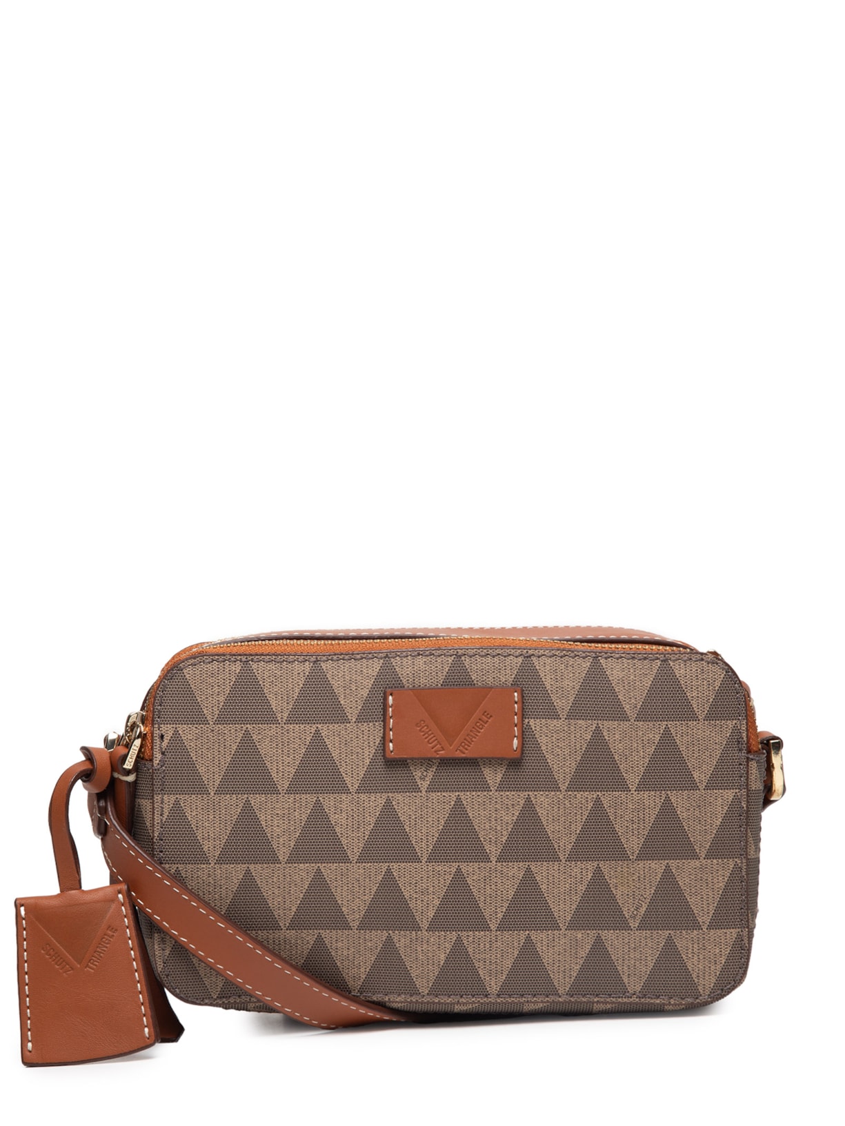 Bolsa Feminina Tiracolo Pequena Triangle - Cinza