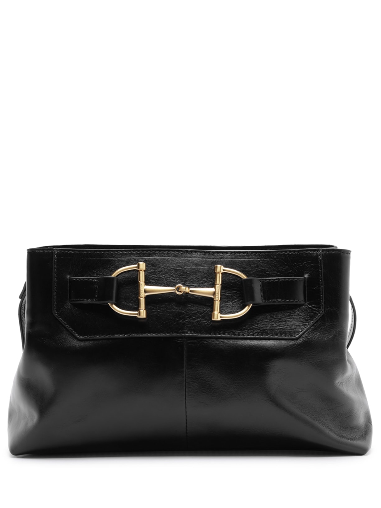 Bolsa Feminina Tiracolo Preta Couro Média Bridão - Preto