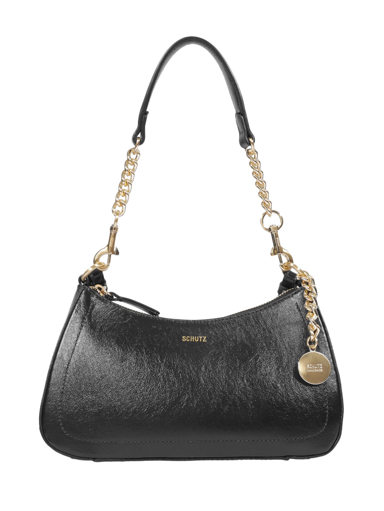 Bolsa Feminina Tiracolo Shoulder Elowen Média Couro Preto Schutz