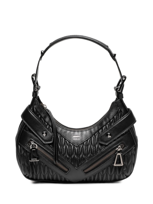 Bolsa Feminina Tiracolo Suki Média Couro - Preto