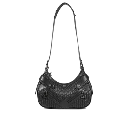 Bolsa Feminina Tiracolo Suki Média Couro - Preto