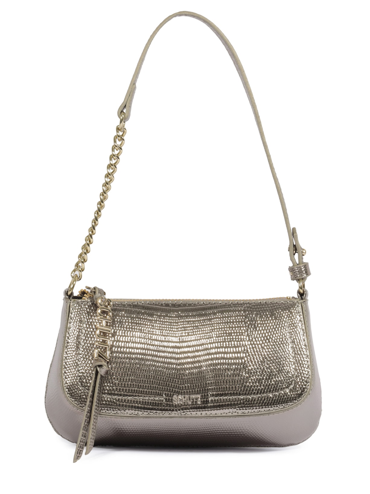 Bolsa Feminina Tiracolo Tina Croco Pequena Prateado Schutz
