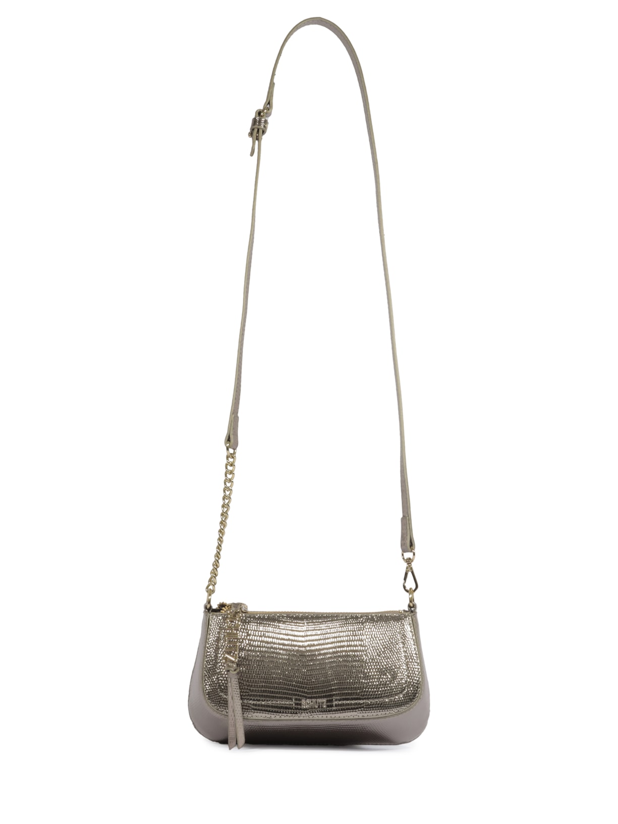Bolsa Feminina Tiracolo Tina Croco Pequena Prateado Schutz