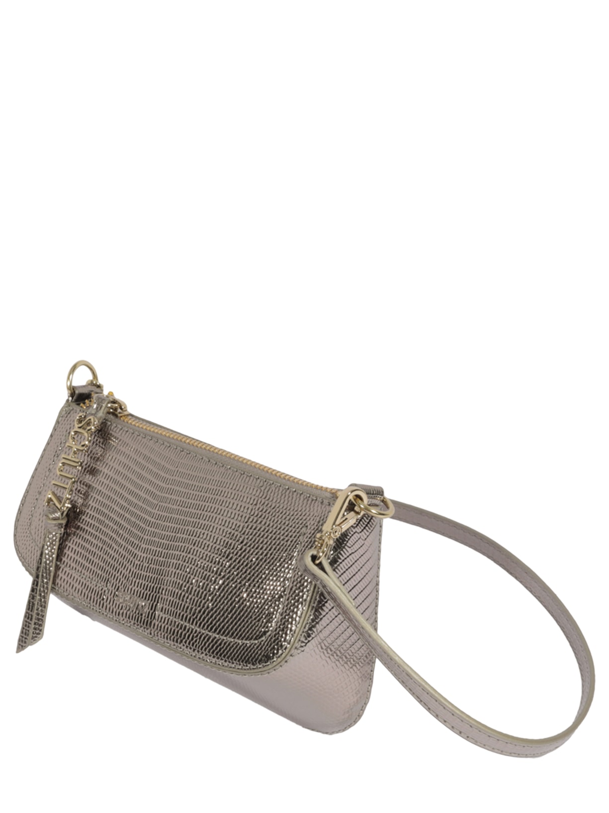 Bolsa Feminina Tiracolo Tina Croco Pequena Prateado Schutz