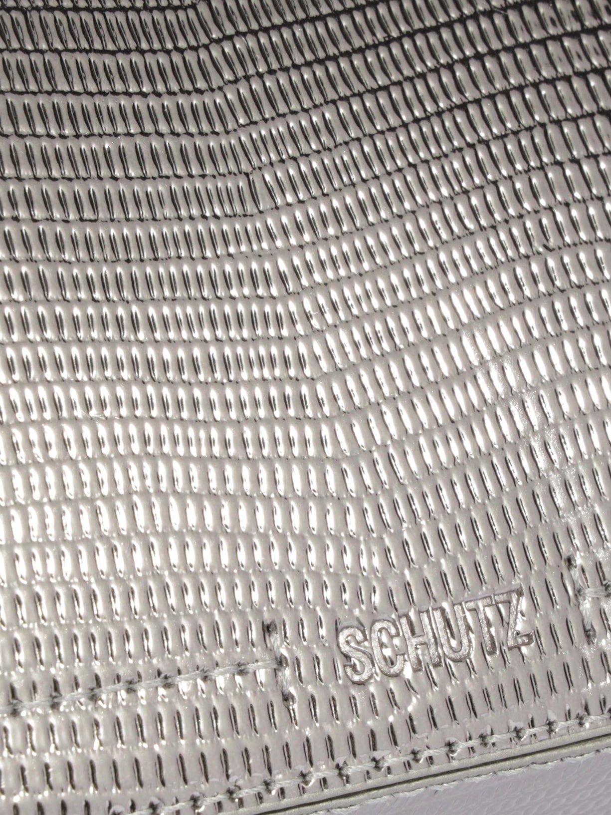 Bolsa Feminina Tiracolo Tina Croco Pequena Prateado Schutz
