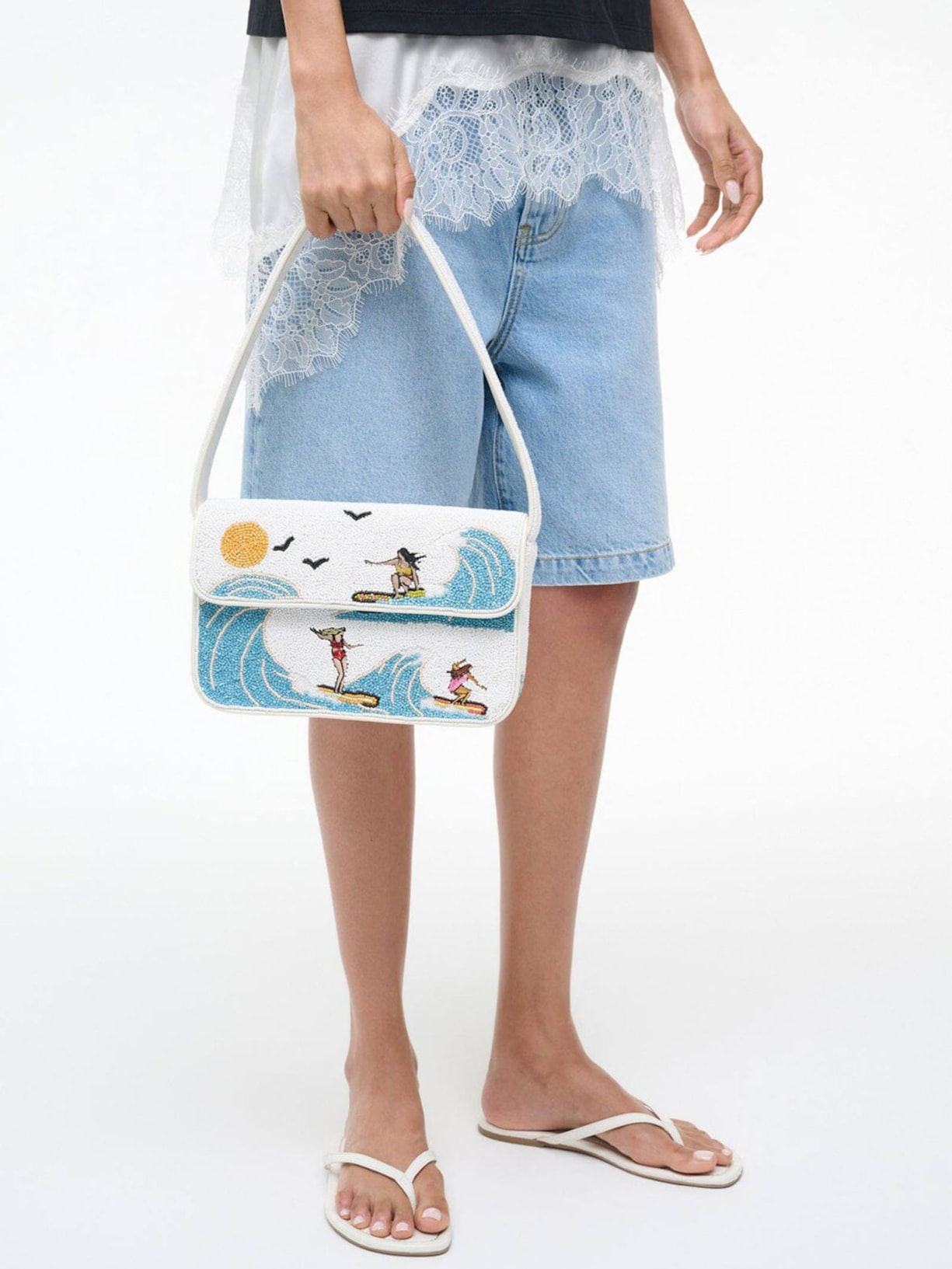 Bolsa Feminina Tommy Beaded Branco Staud