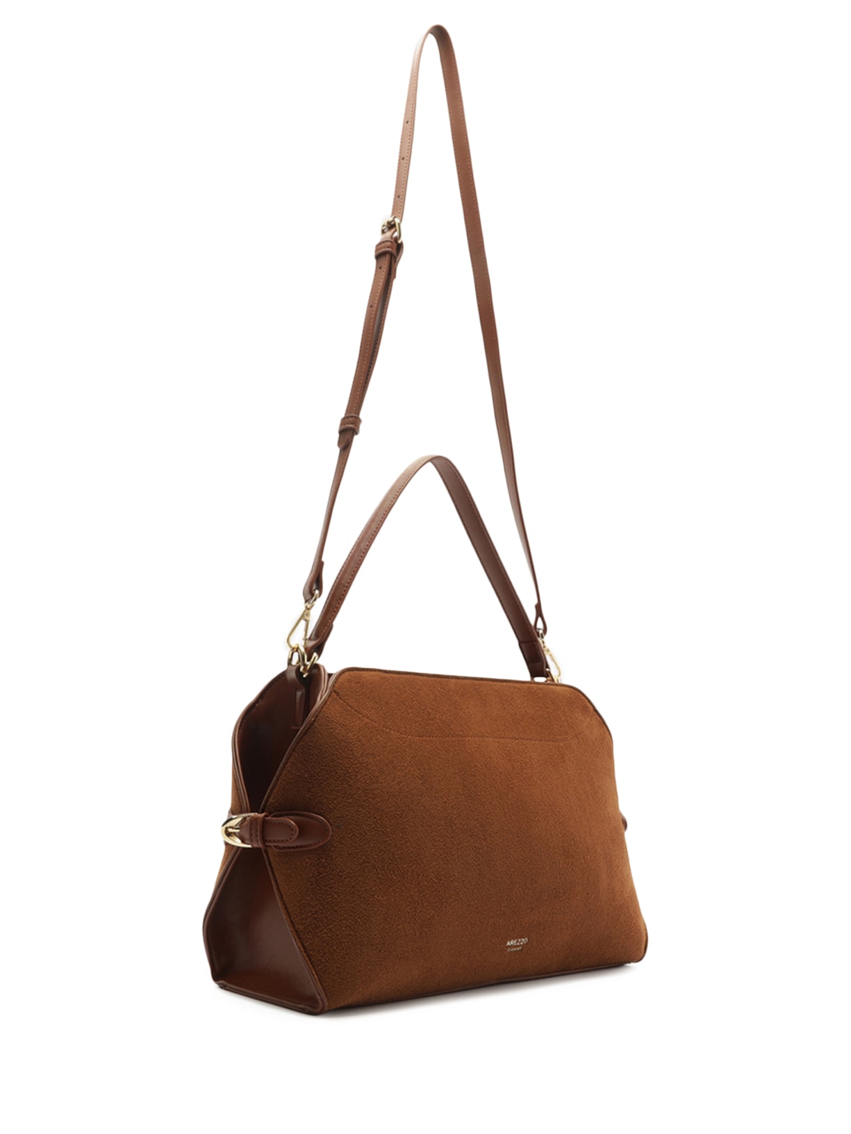 Bolsa Feminina Tote Camurça Grande Tiras Laterais Marrom Arezzo