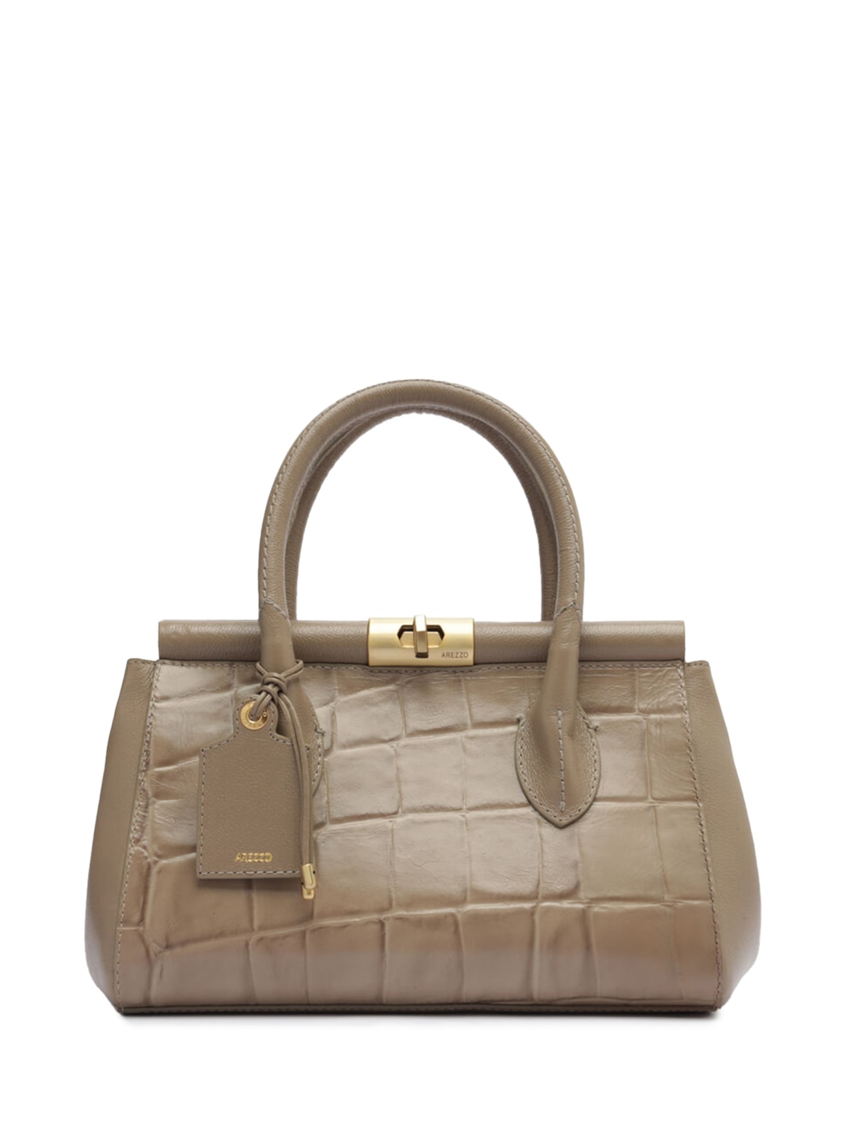 Bolsa Feminina Tote Couro Croco Média - Bege