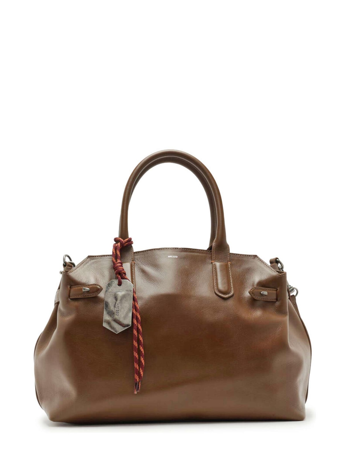 Bolsa Feminina Tote Couro Grande Bag Charm Metal - Marrom