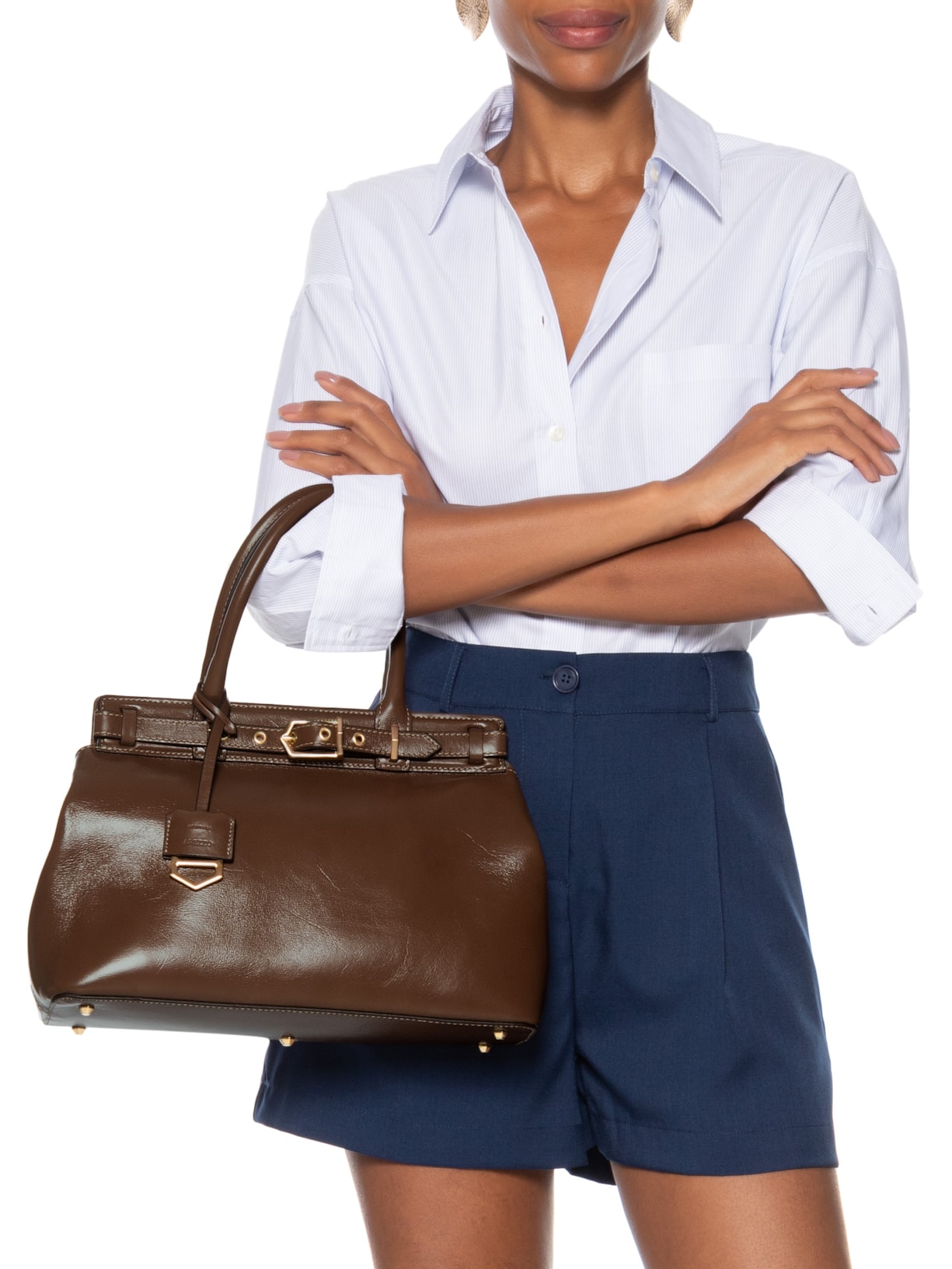 Bolsa Feminina Tote Couro Grande Bag Charm Victória Marrom Arezzo