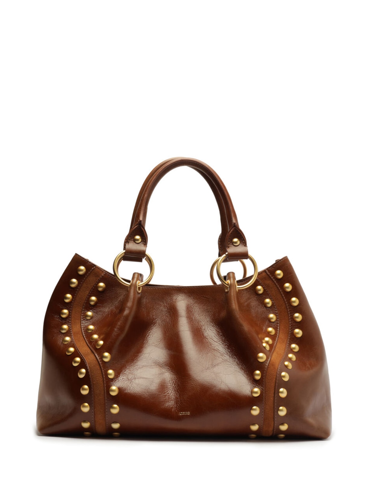 Bolsa Feminina Tote Couro Grande Rebites - Marrom