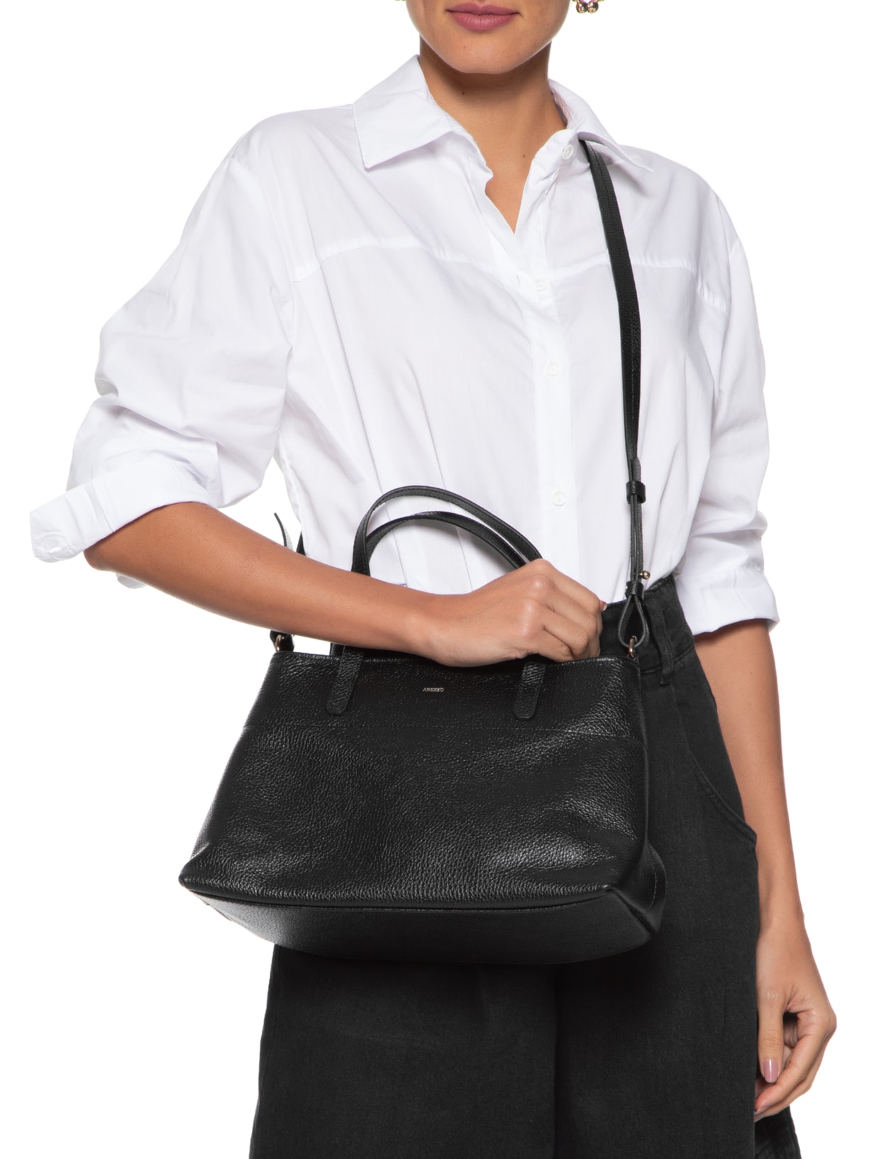 Bolsa Feminina Tote Couro Jenny Grande Preto Arezzo