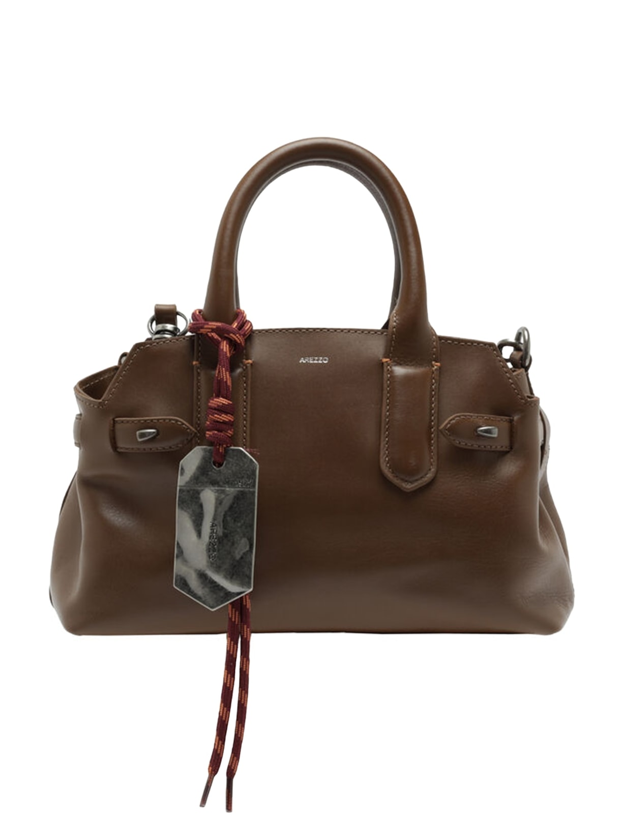 Bolsa Feminina Tote Couro Média Bag Charm Metal - Marrom