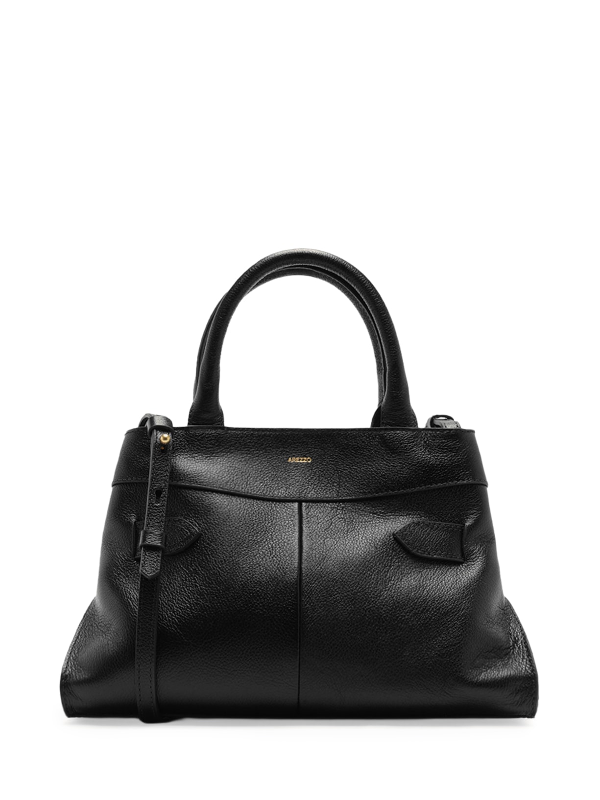 Bolsa Feminina Tote Couro Média Fivela Dourada Preto Arezzo