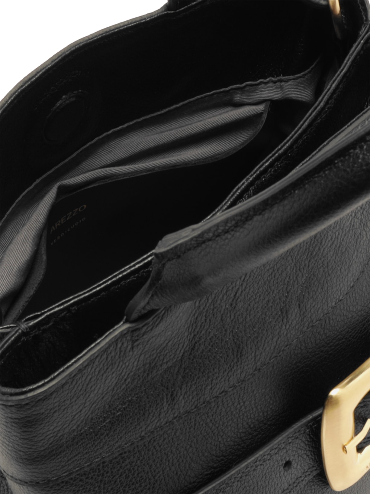 Bolsa Feminina Tote Couro Média Fivela Dourada Preto Arezzo