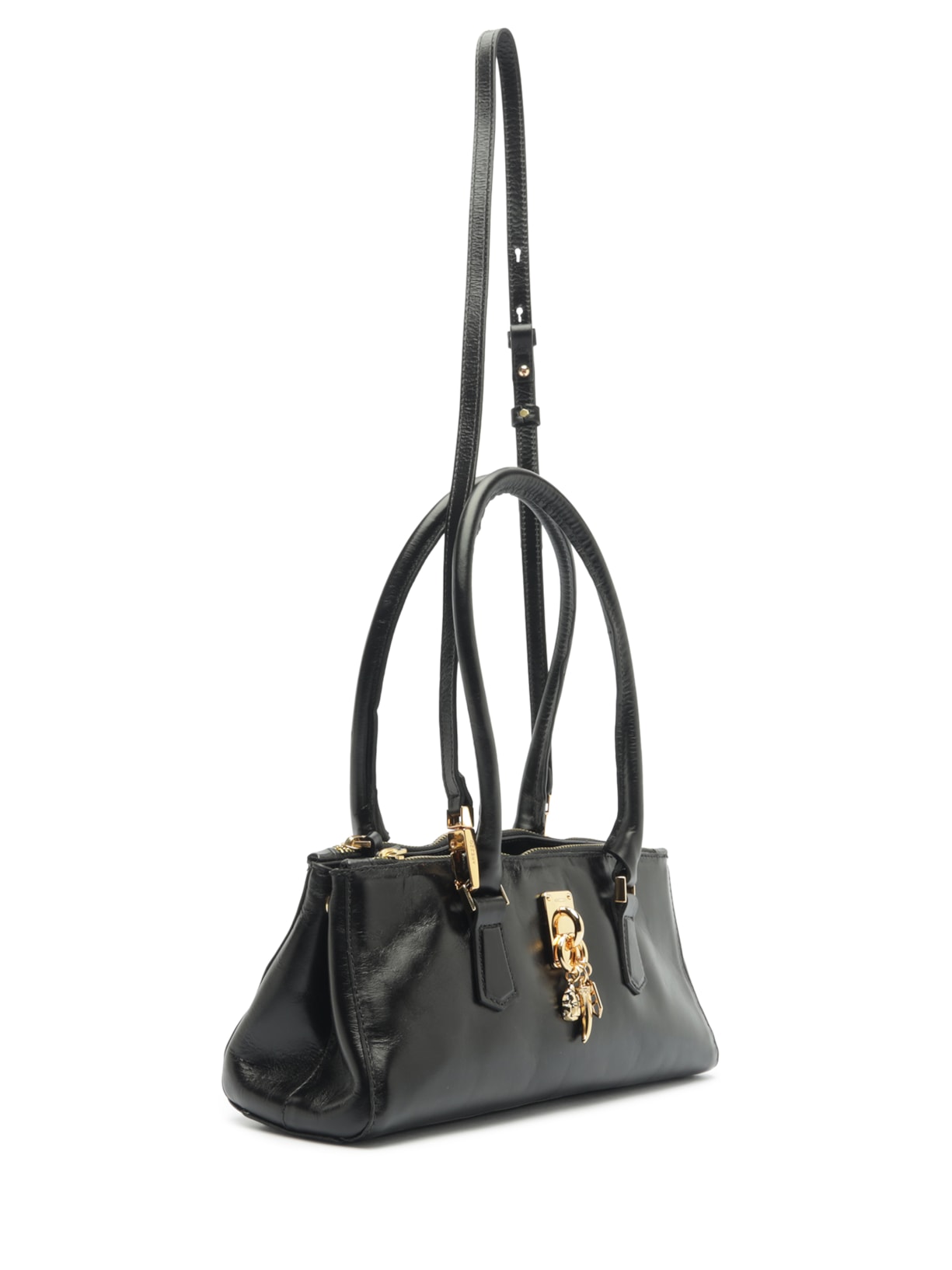 Bolsa Feminina Tote Couro Média Metal Charms Preto Arezzo