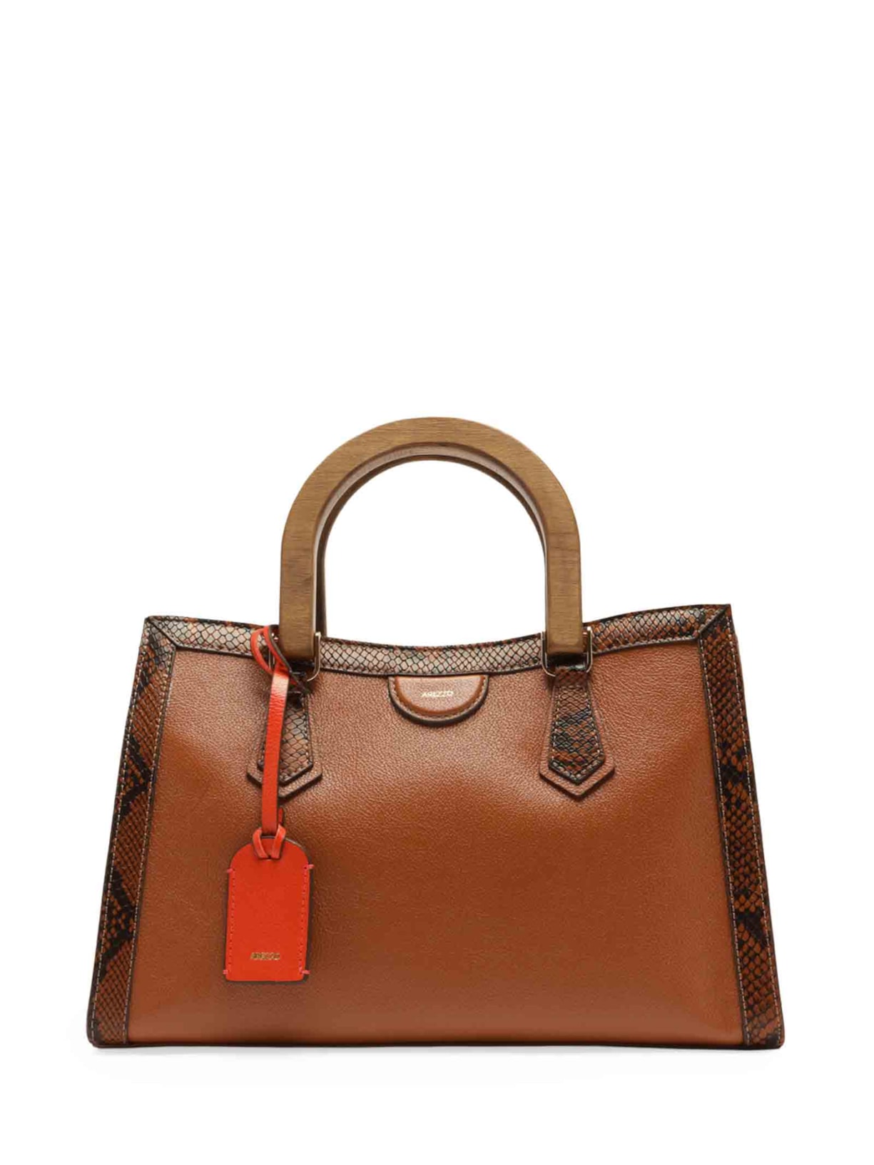 Bolsa Feminina Tote Couro Média Snake Marrom Arezzo