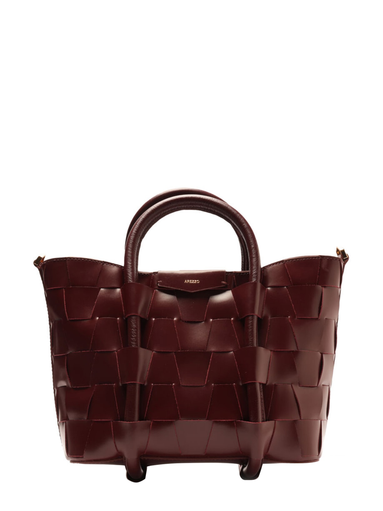 Bolsa Feminina Tote Couro Média Tressê Geométrico - Vinho