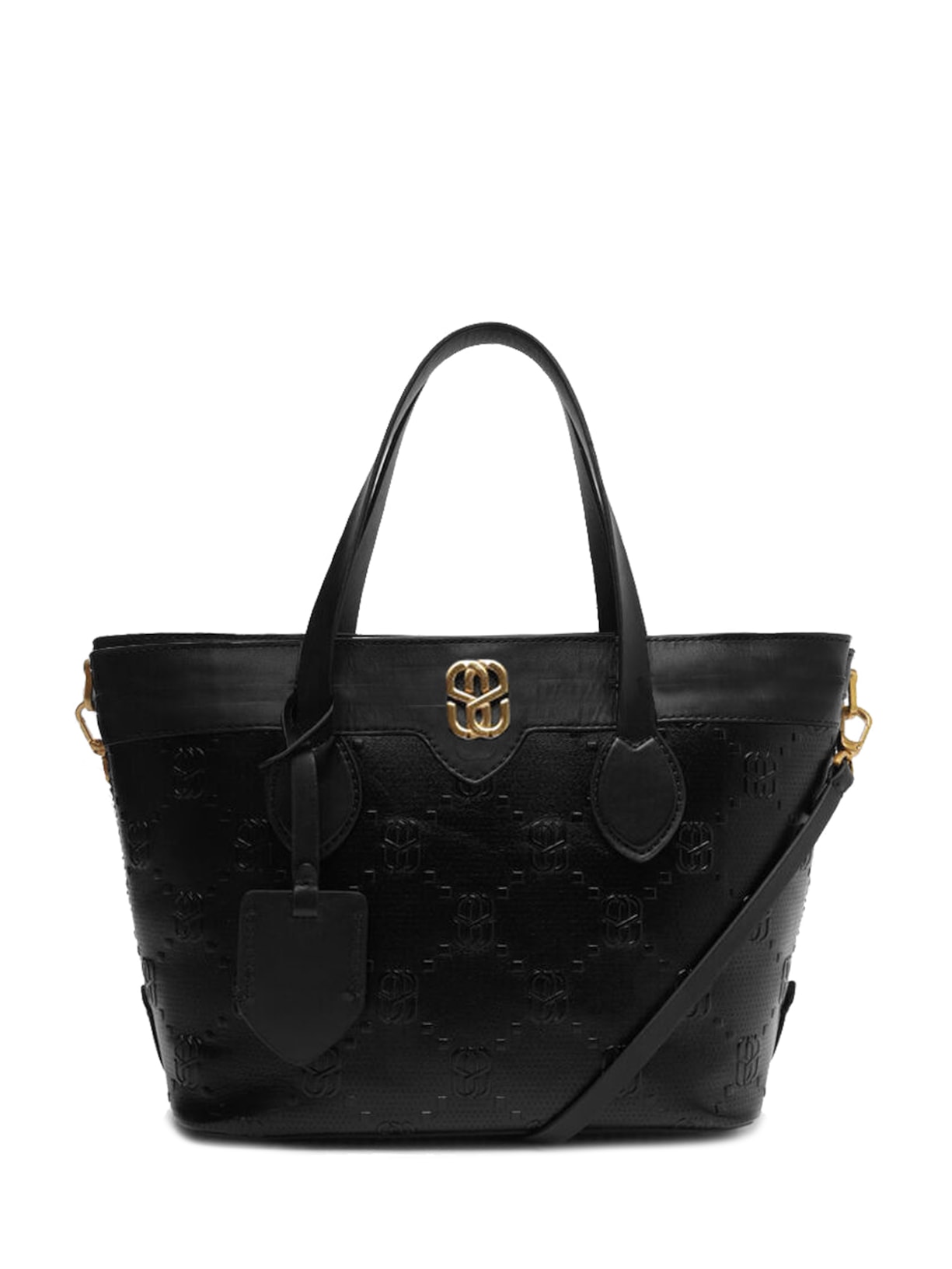 Bolsa Feminina Tote Couro Monograma - Preto