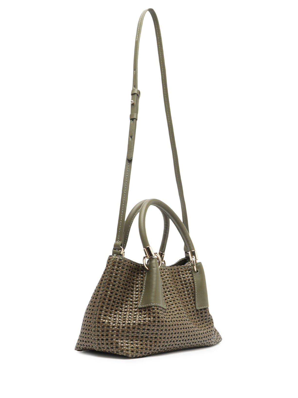 Bolsa Feminina Tote Couro Tramada Média Verde Arezzo