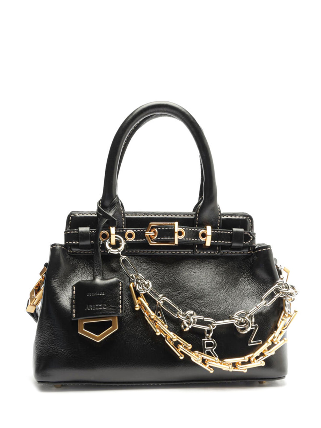 Bolsa Feminina Tote Couro Victória Correntes - Preto