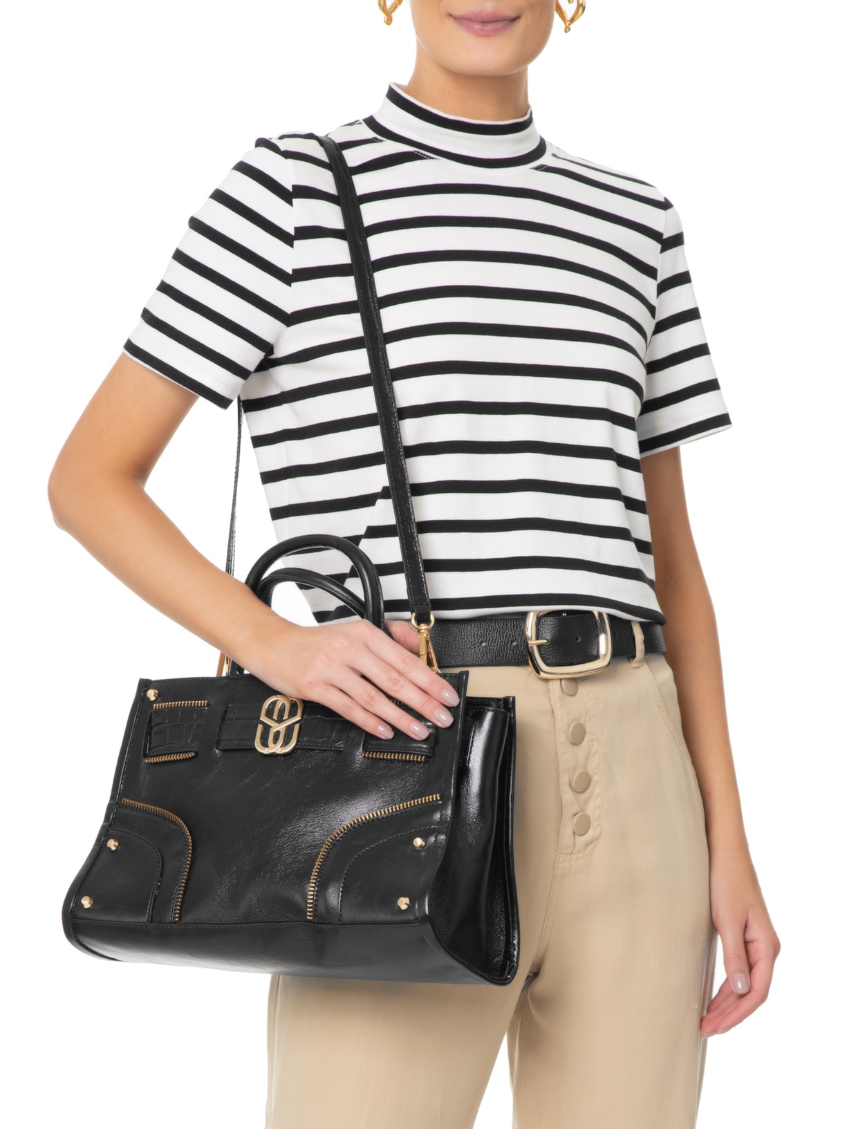 Bolsa Feminina Tote Joss Couro Preto Schutz