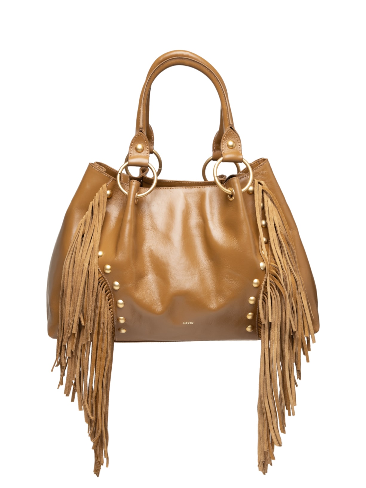 Bolsa Feminina Tote Marsom Couro Grande Rebites - Marrom