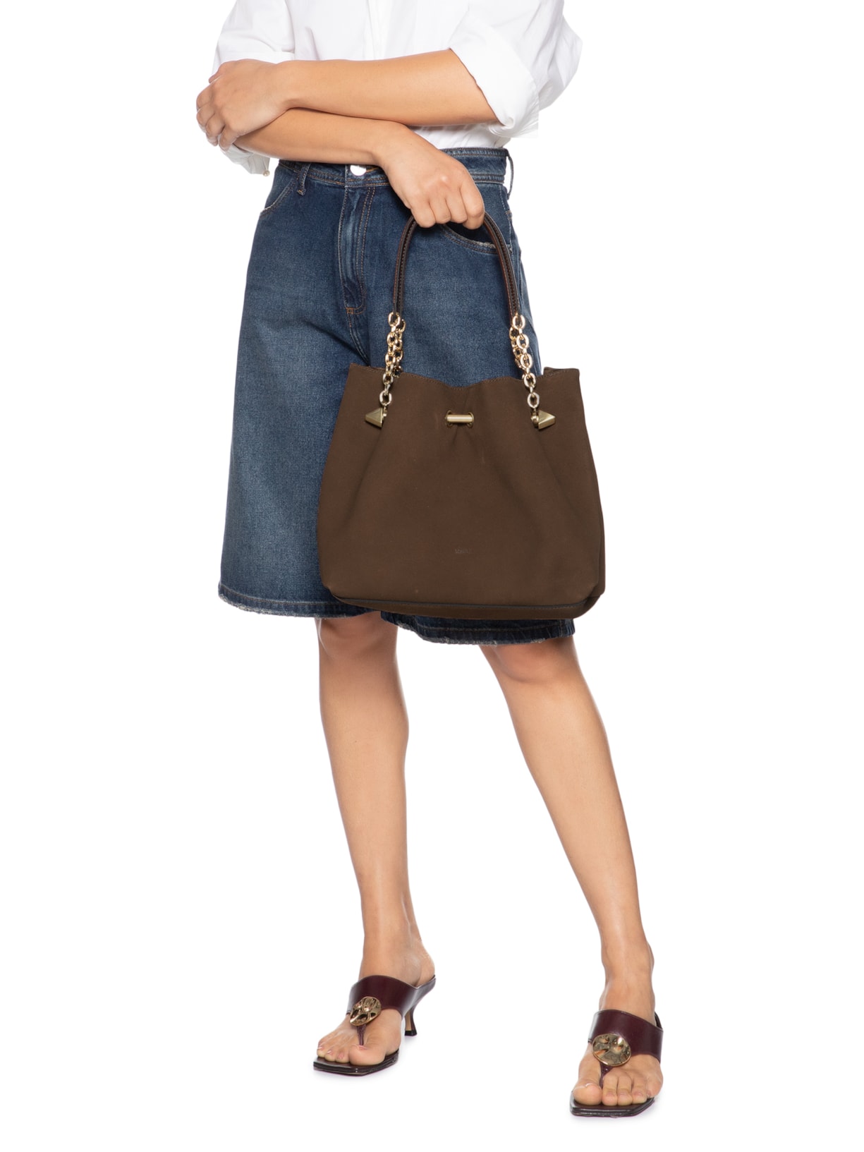 Bolsa Feminina Tote Marzie Camurça Marrom Schutz