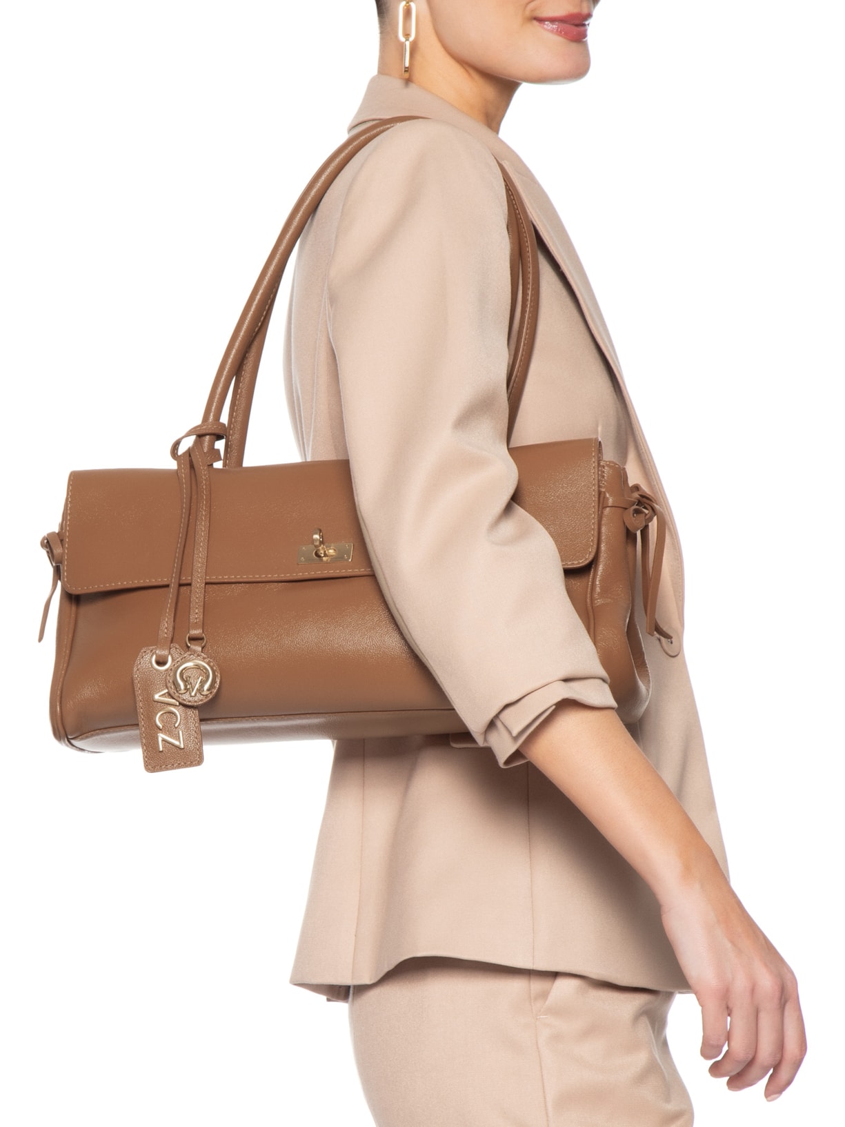 Bolsa Feminina Tote Média Couro Marrom Vicenza