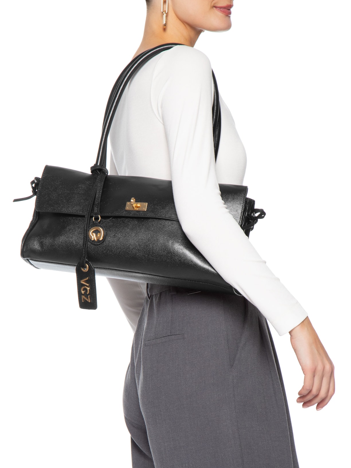 Bolsa Feminina Tote Média Couro Preto Vicenza