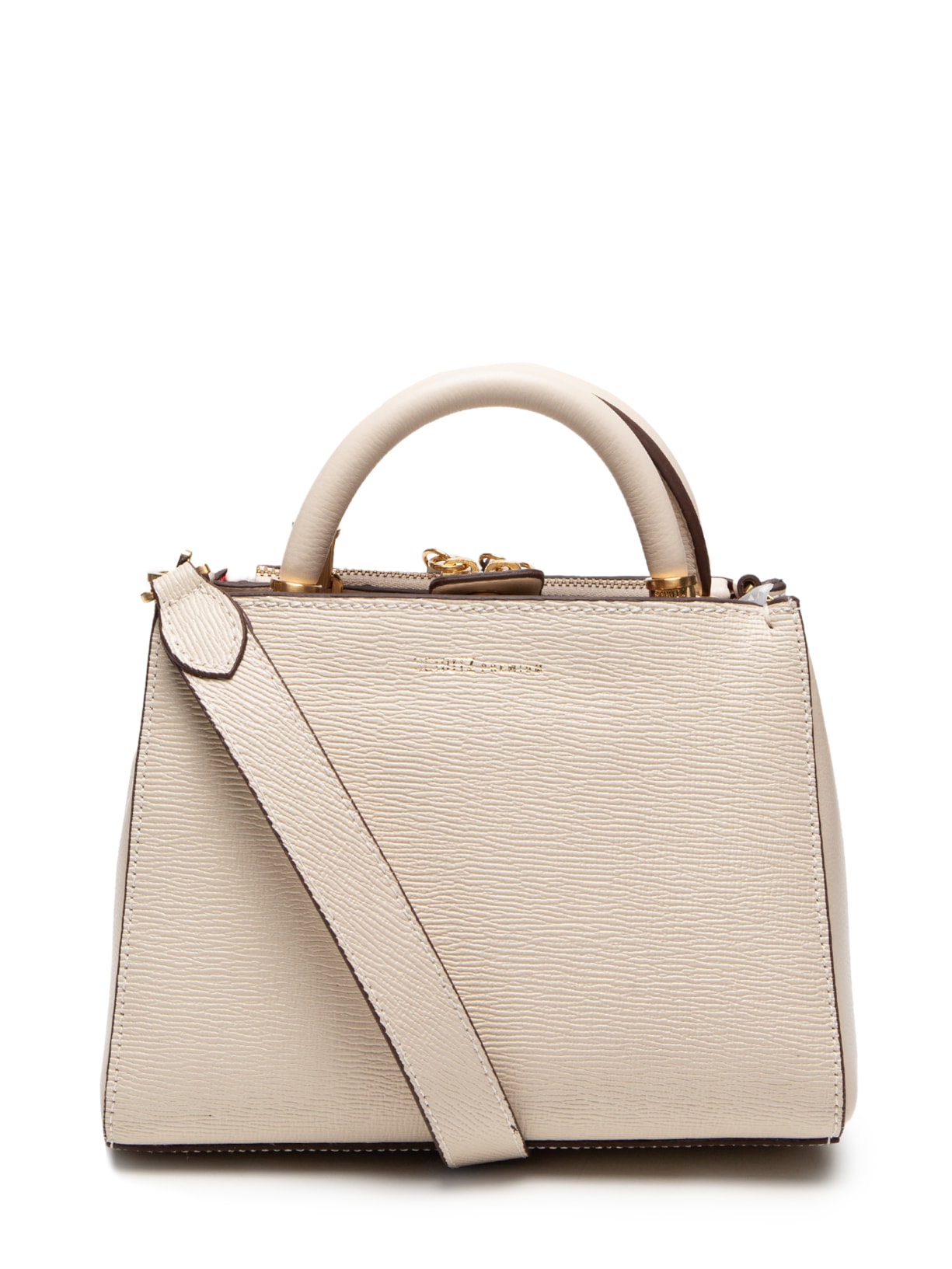 Bolsa Feminina Tote Média Couro Texturizado - Off White