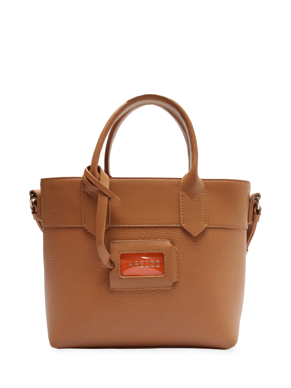 Bolsa Feminina Tote Média Tag Laranja - Marrom