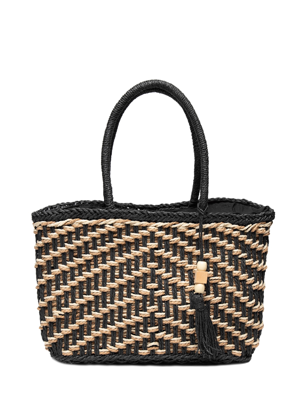 Bolsa Feminina Tote Palha - Preto