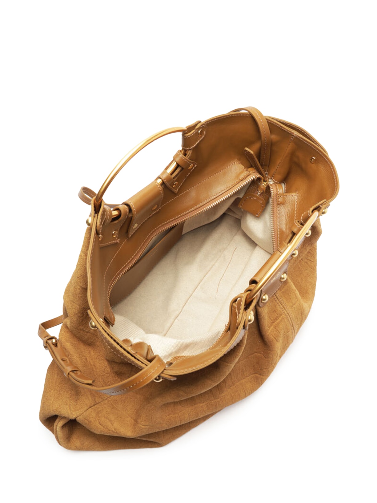 Bolsa Feminina Tote Suede Croco Grande Marrom Arezzo