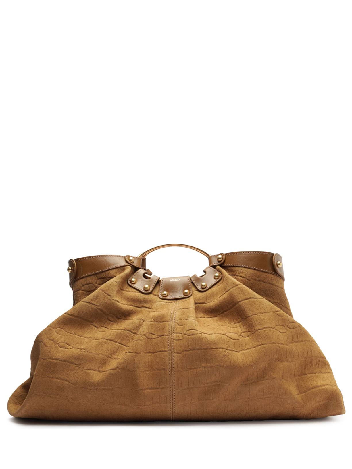 Bolsa Feminina Tote Suede Croco Grande - Marrom