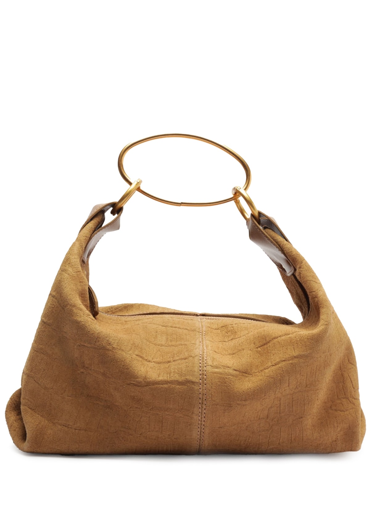 Bolsa Feminina Tote Suede Croco Média - Bege