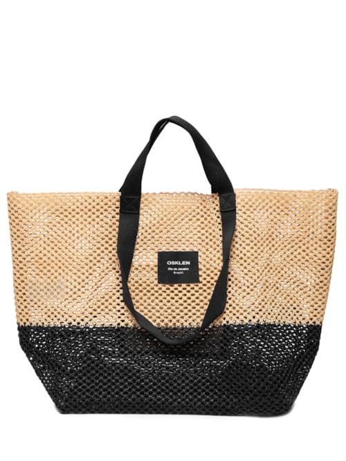 Bolsa Feminina Tote Tela Large Bicolor - Bege