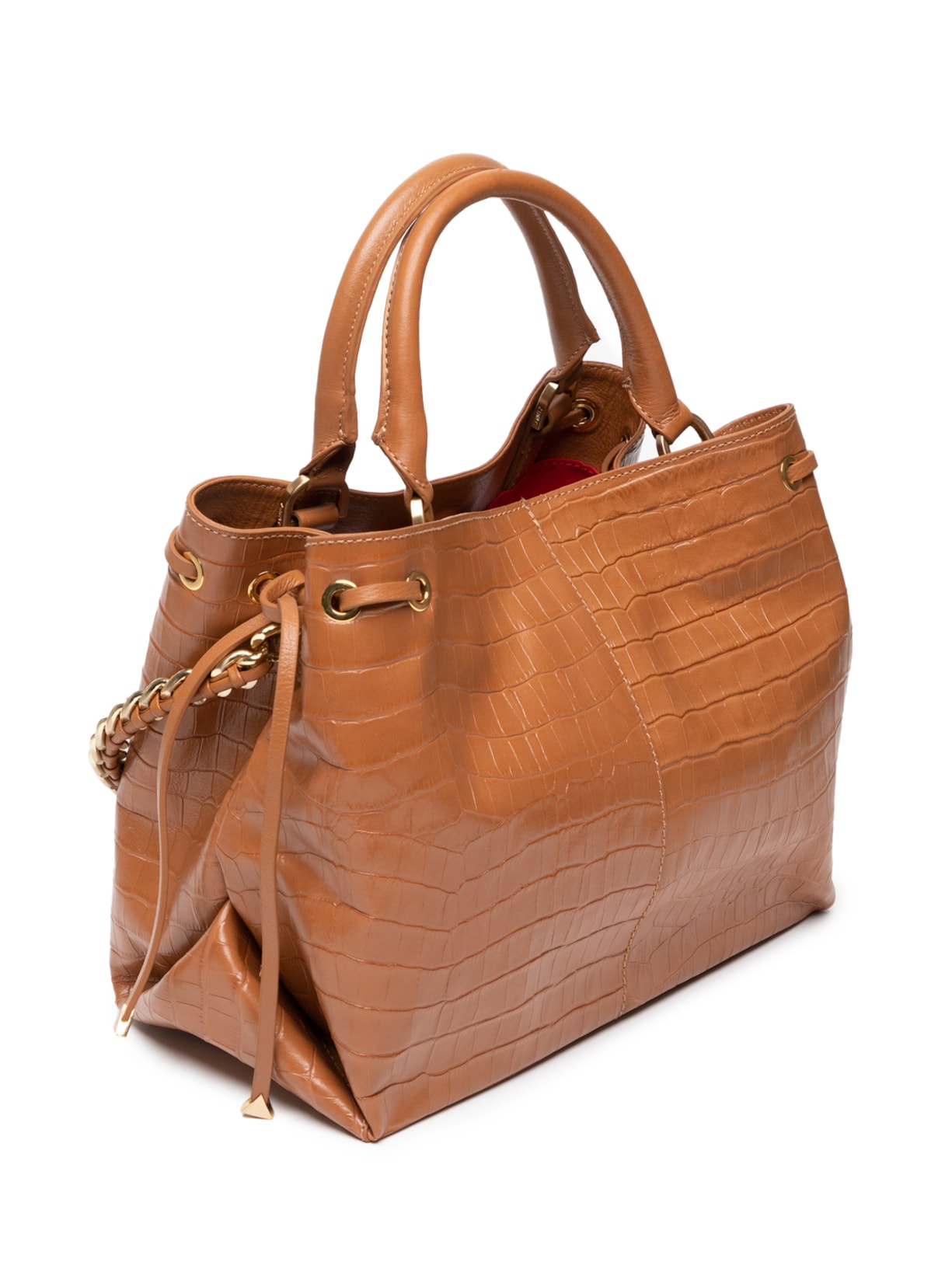 Bolsa Feminina Tote Tiracolo Bag All Couro Croco Marrom Schutz