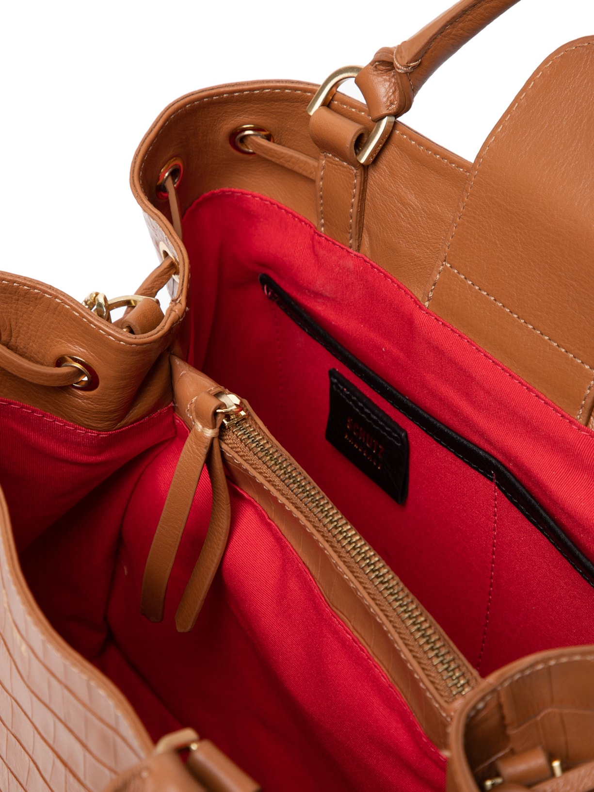 Bolsa Feminina Tote Tiracolo Bag All Couro Croco Marrom Schutz