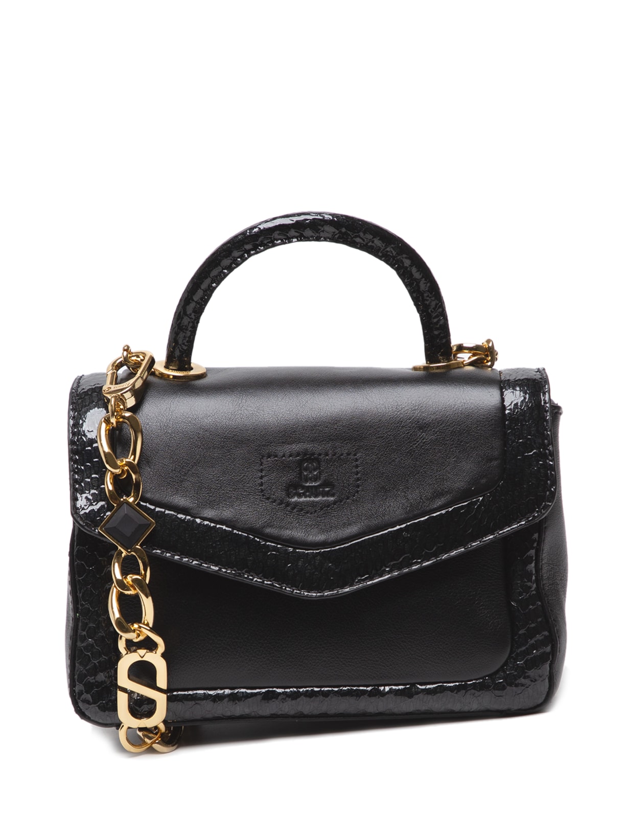 Bolsa Feminina Tote Tiracolo Pequena Celebration Couro Snake - Preto