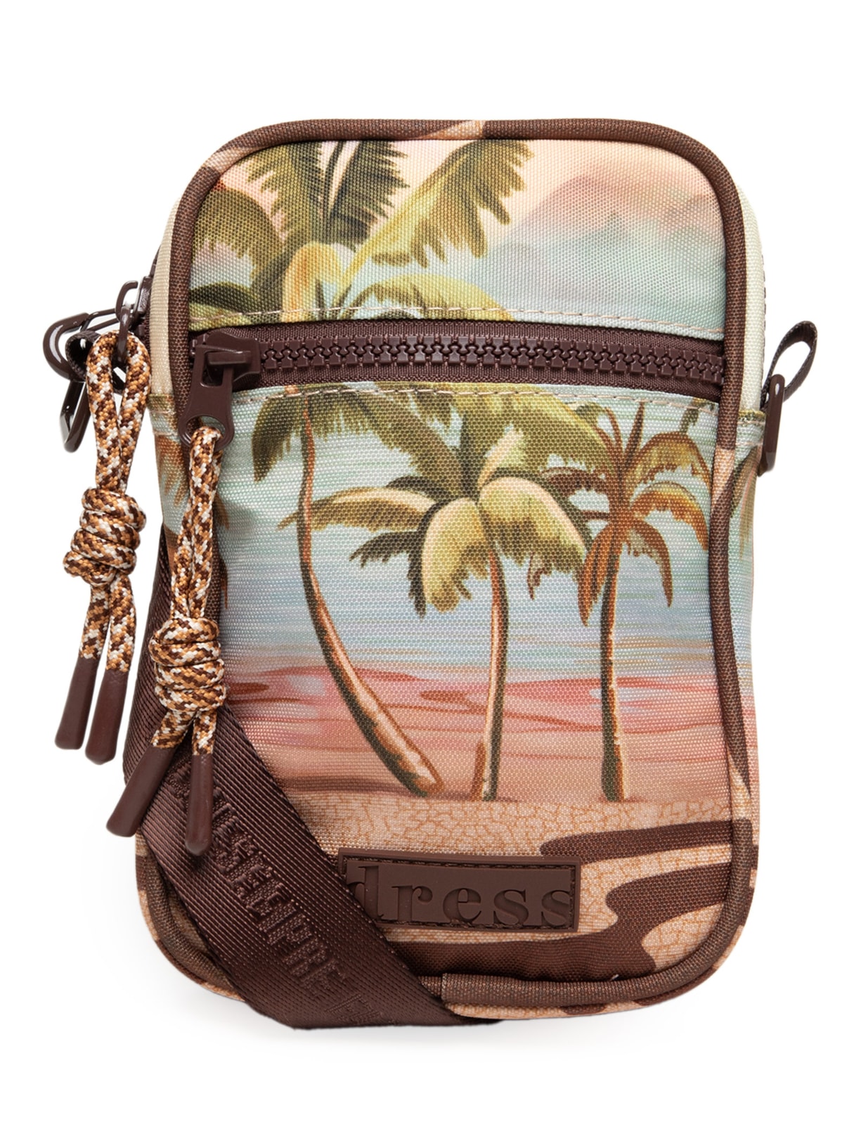 Bolsa Feminina Transversal Estampa Fim de Tarde - Marrom