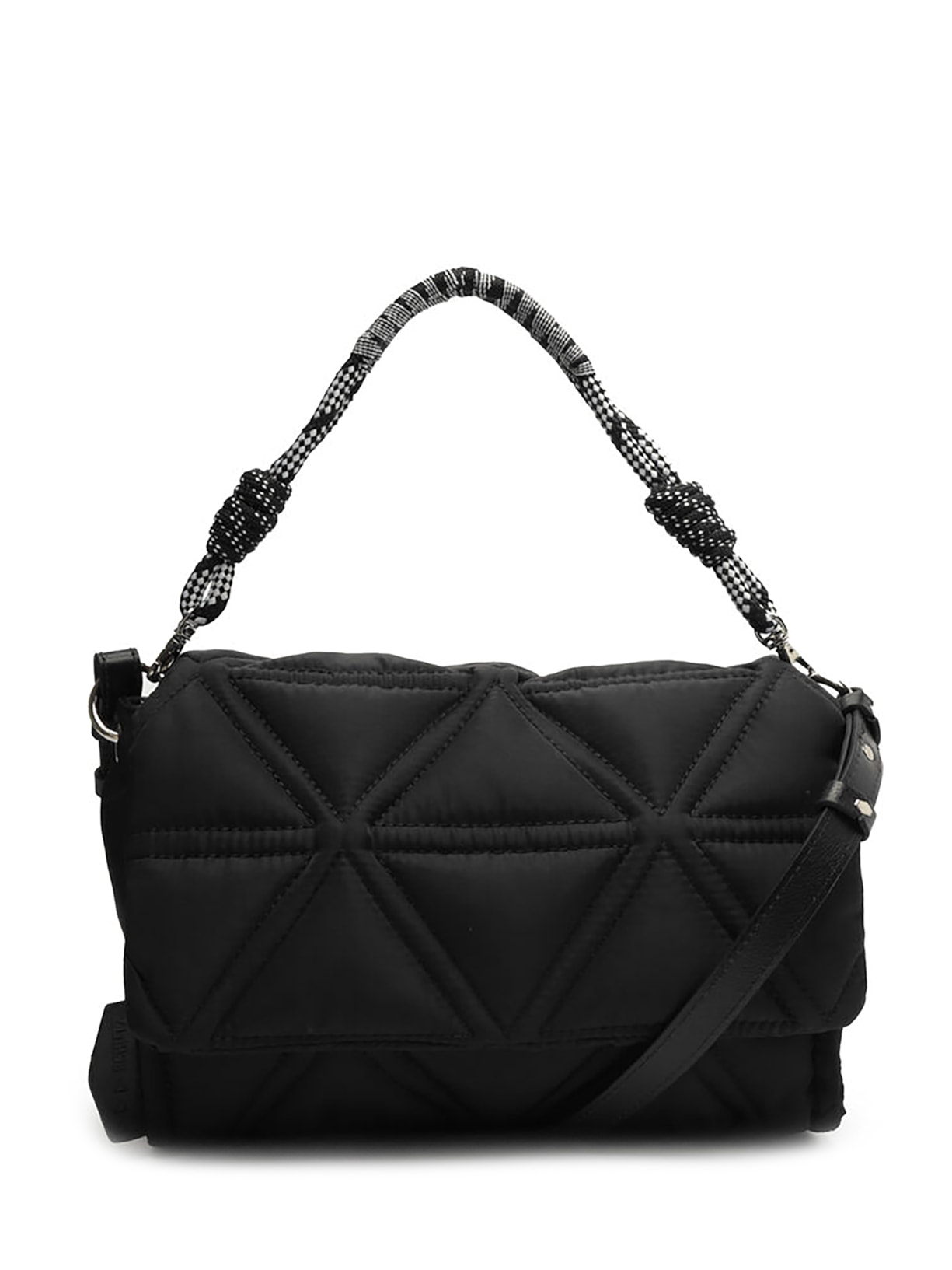Bolsa Feminina Transversal Pequena Nylon e Matelassê - Preto