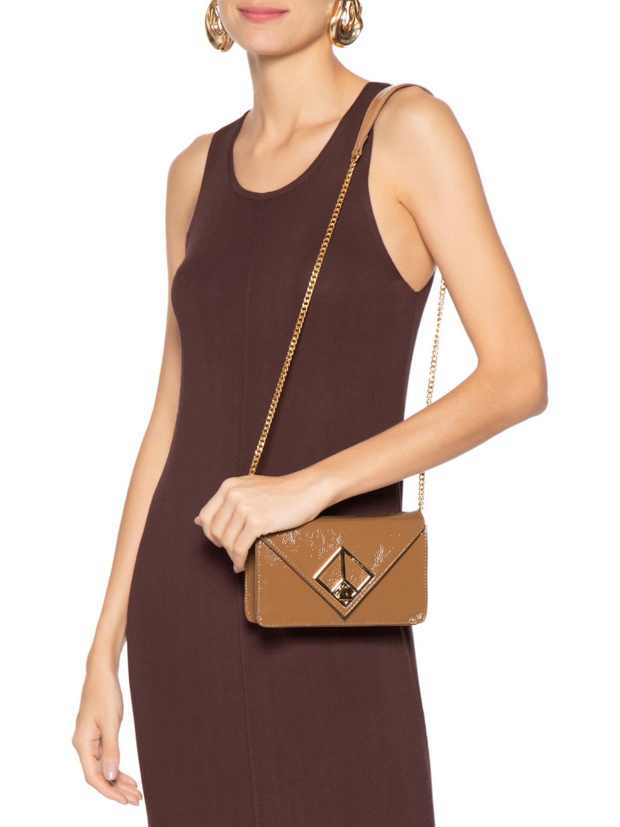 Bolsa Feminina Verniz Argila Bege Luiza Barcelos