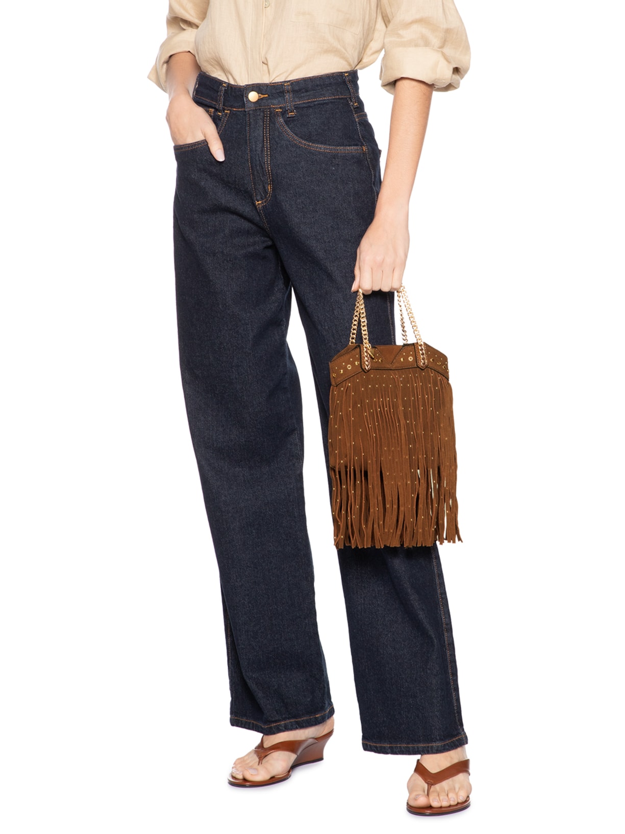 Bolsa Feminina Vita Boho Camurça Marrom Schutz