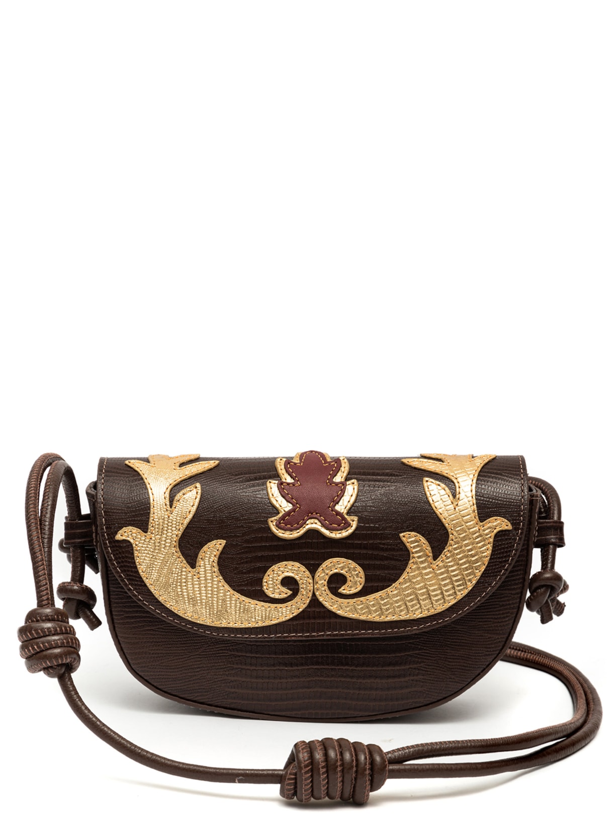 Bolsa Feminina Western em Couro Lizard - Marrom