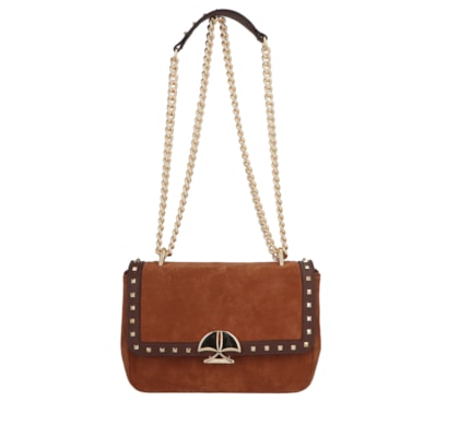 Bolsa Femininha Média Couro Alça Corrente - Marrom