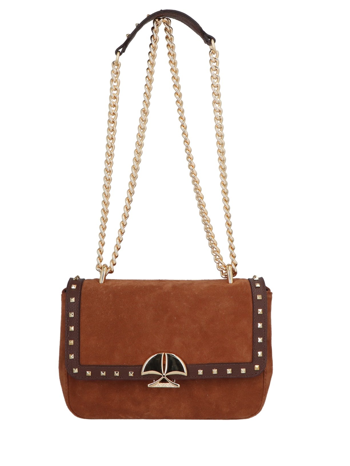 Bolsa Femininha Média Couro Alça Corrente - Marrom