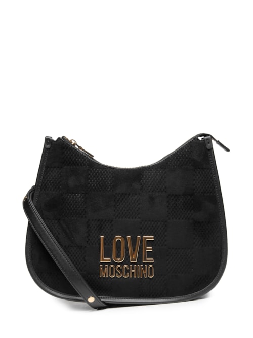 Bolsa Love Moschino em PU + Velour – Preto