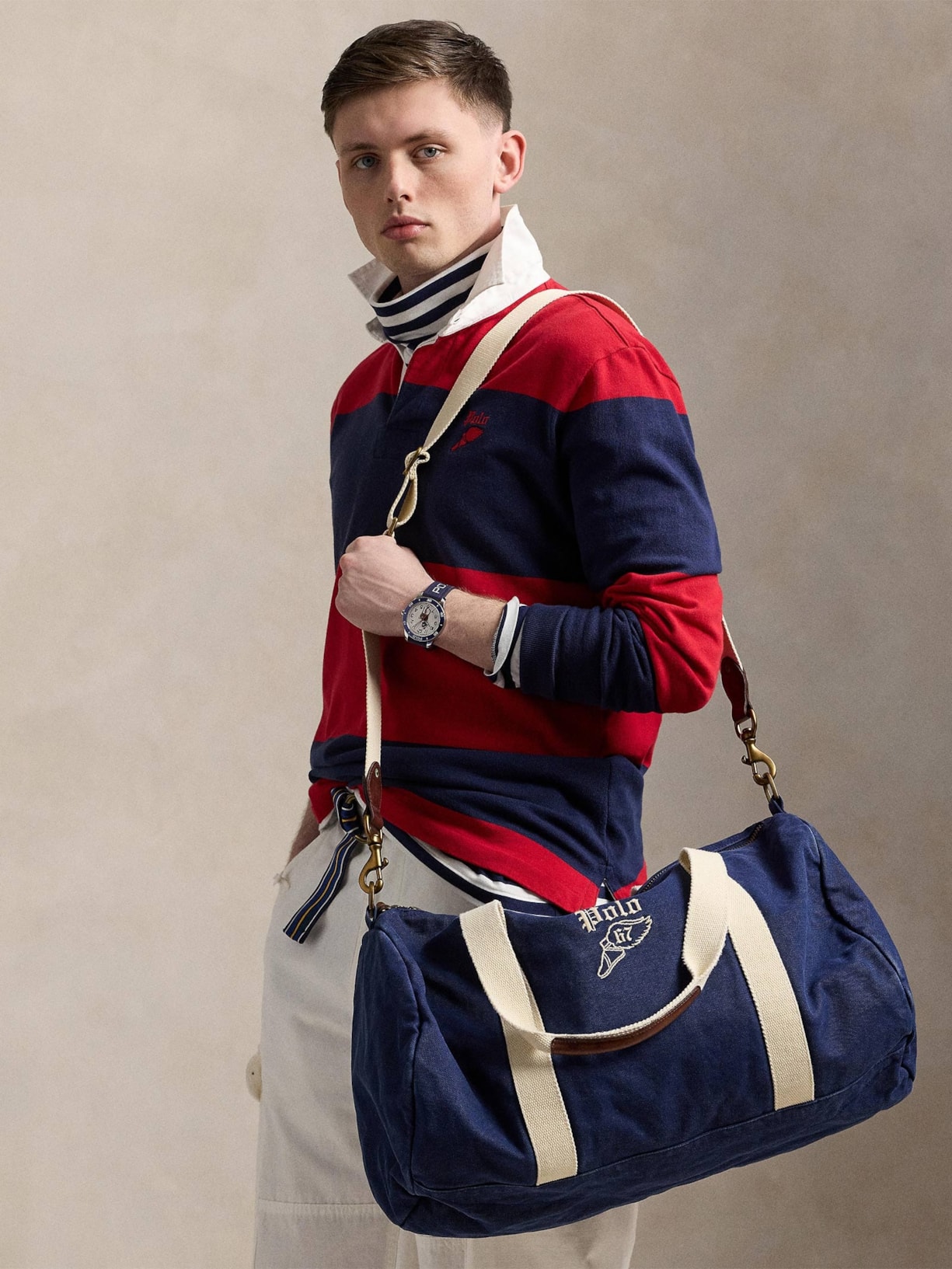 Bolsa Masculina Canvas Duffle Medium Azul Polo Ralph Lauren